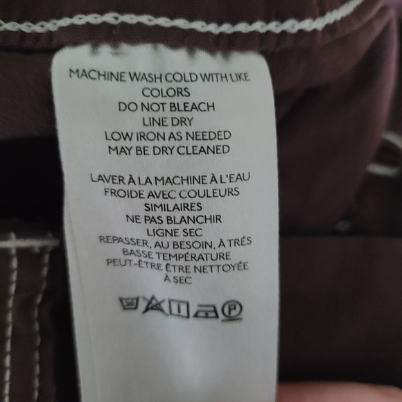 Maeve Collette Cropped Wide Leg Pants 26 TALL Linen Blend Brown White Stitch - Picture 11 of 13